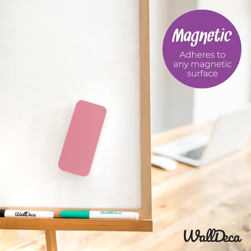 WallDeca Dry Eraser, Felt Bottom Surface Whiteboard Cleaner, Dry Wipe Board Eraser, Magnetic Tool for Dry Erase Board, Works on All Whiteboard Surfaces, Glass Board and Presentation Surfaces (Pink) - Image 3